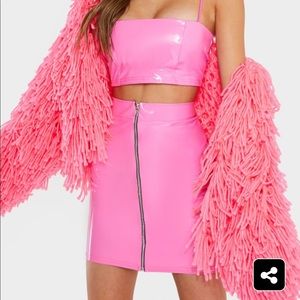 Pretty Little Thing Hot Pink Vinyl Mini Skirt